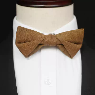 Men's Dark Goldenrod Solid Color Linen Bow Tie