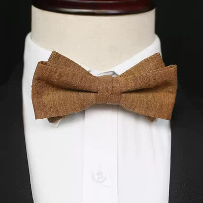 Men's Dark Goldenrod Solid Color Linen Bow Tie