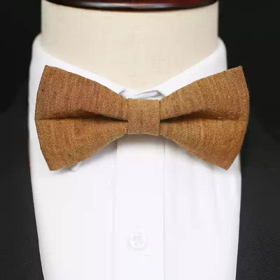 Men's Dark Goldenrod Solid Color Linen Bow Tie
