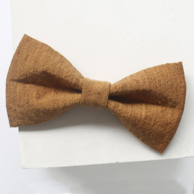 Men's Dark Goldenrod Solid Color Linen Bow Tie