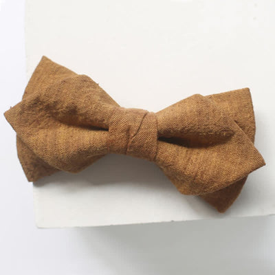 Men's Dark Goldenrod Solid Color Linen Bow Tie