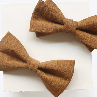 Men's Dark Goldenrod Solid Color Linen Bow Tie