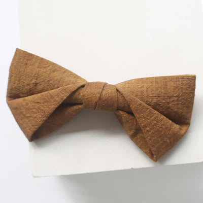 Men's Dark Goldenrod Solid Color Linen Bow Tie