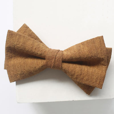 Men's Dark Goldenrod Solid Color Linen Bow Tie
