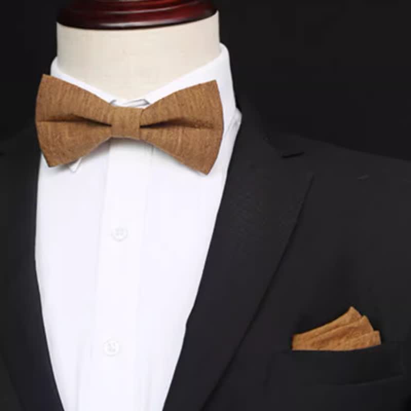 Men's Dark Goldenrod Solid Color Linen Bow Tie
