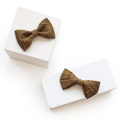 Men's Dark Coffee Color Floral Jacquard Bow Tie