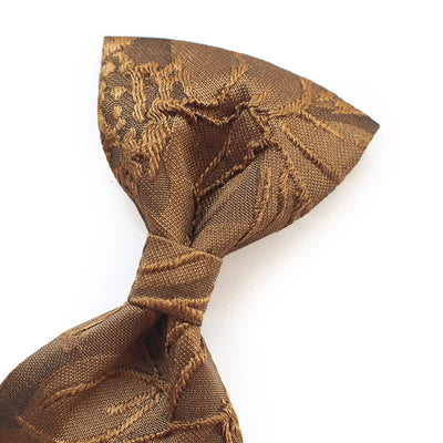 Men's Dark Coffee Color Floral Jacquard Bow Tie