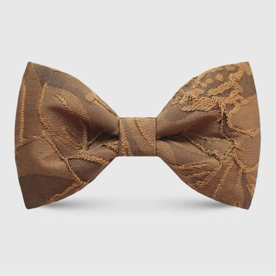 Men's Dark Coffee Color Floral Jacquard Bow Tie