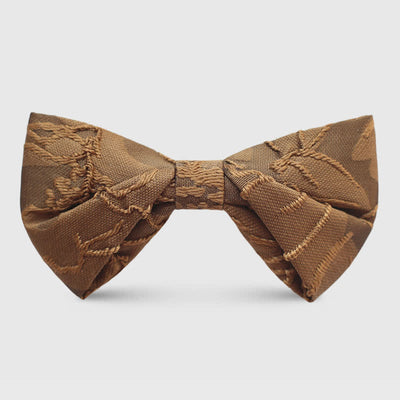 Men's Dark Coffee Color Floral Jacquard Bow Tie
