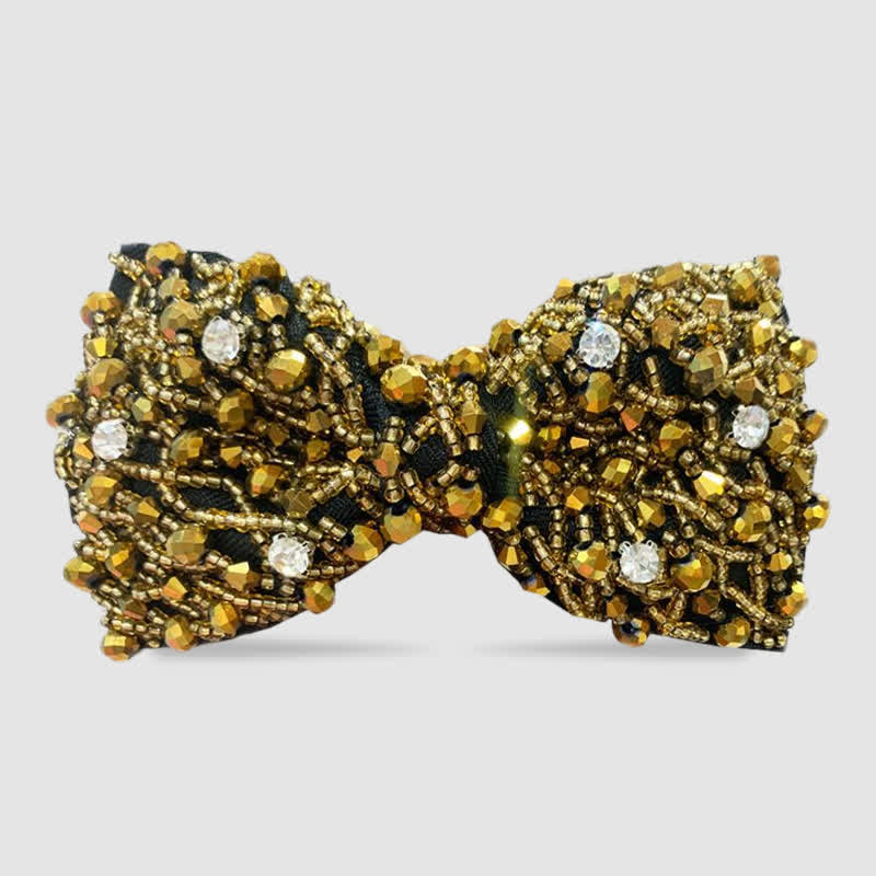 Rhinestone Crystal Embroidered Beaded Tubes Bow Tie