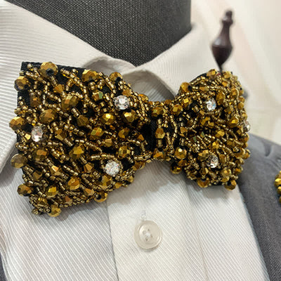 Rhinestone Crystal Embroidered Beaded Tubes Bow Tie