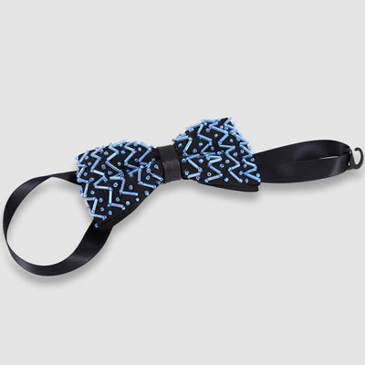 Exquisite Wave Beaded Embroidered Black Bow Tie