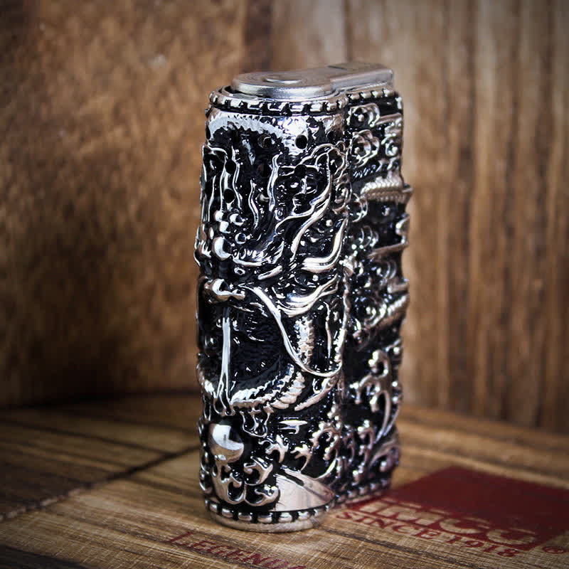 Embossed Dragon Detachable Shell Refillable Kerosene Lighter