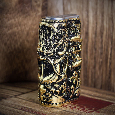 Embossed Dragon Detachable Shell Refillable Kerosene Lighter
