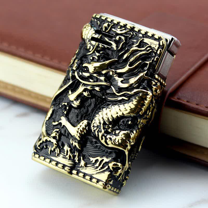 Embossed Dragon Detachable Shell Refillable Kerosene Lighter