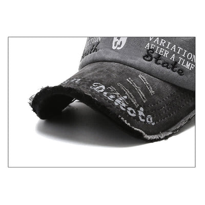 Letter Embroidered Longhorn Bull Head Washed Baseball Cap