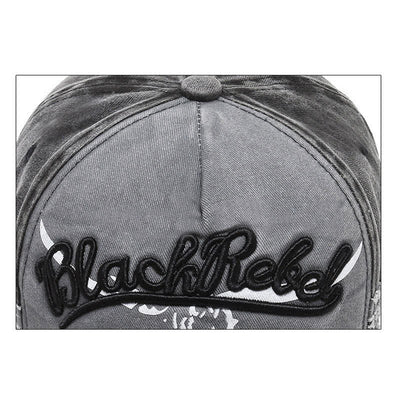 Letter Embroidered Longhorn Bull Head Washed Baseball Cap