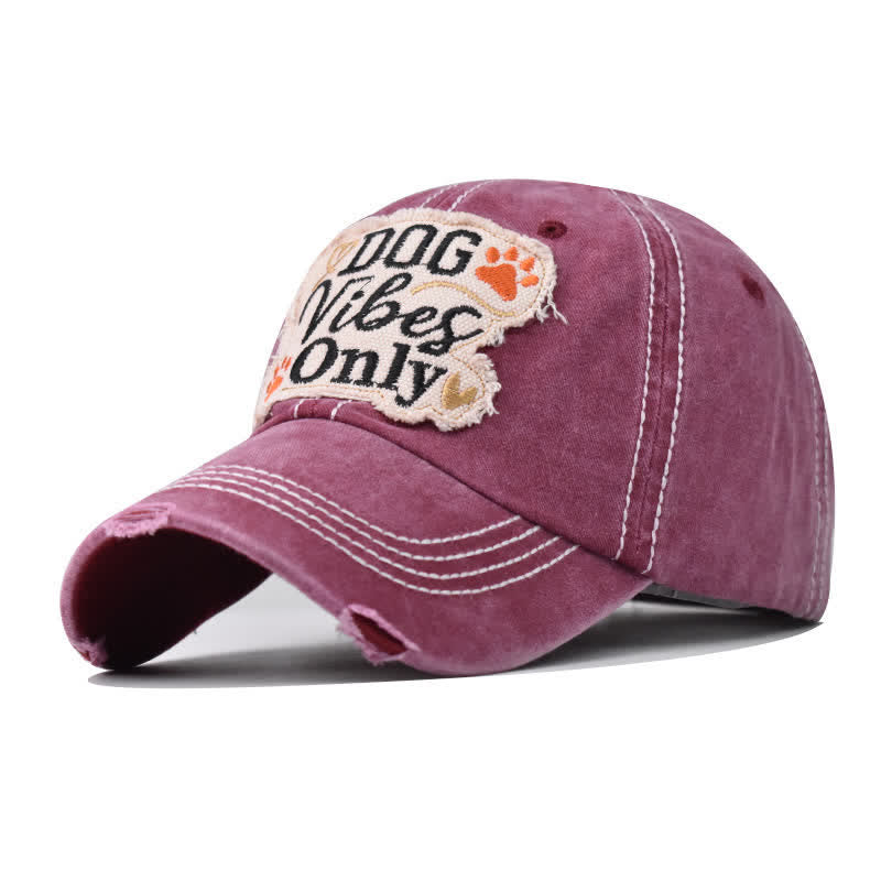 Dog Vibes Only Embroidered Washed Baseball Cap