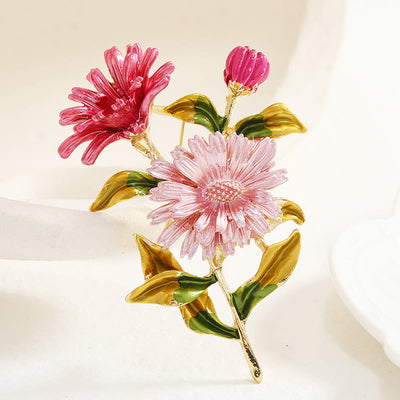 Women's Daisy Flower Bouquet Enamel Brooch