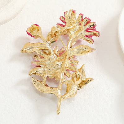 Women's Daisy Flower Bouquet Enamel Brooch