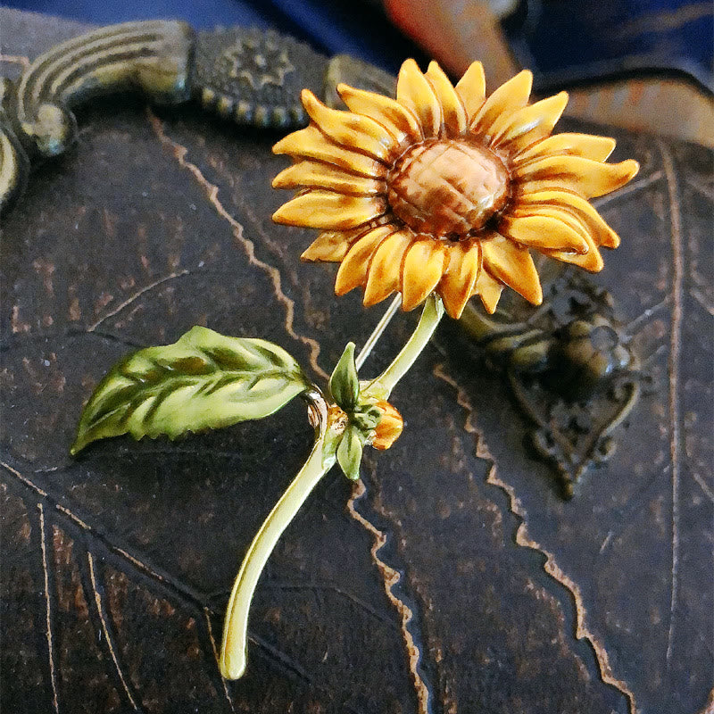 Women's Summer Sunflower Enamel Brooch