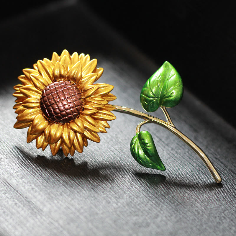 Women's Sunflower Enamel Brooch