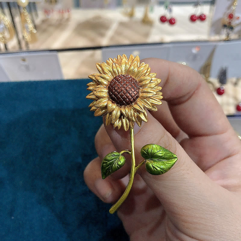 Women's Sunflower Enamel Brooch