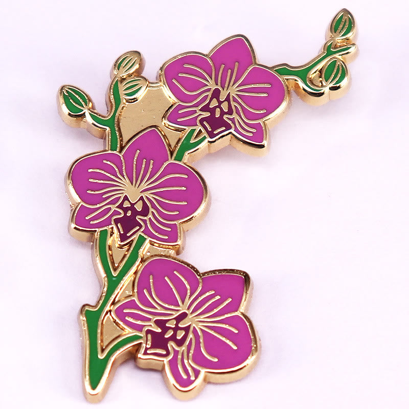 Women's Elegant Orchid Lapel Pin Enamel Brooch