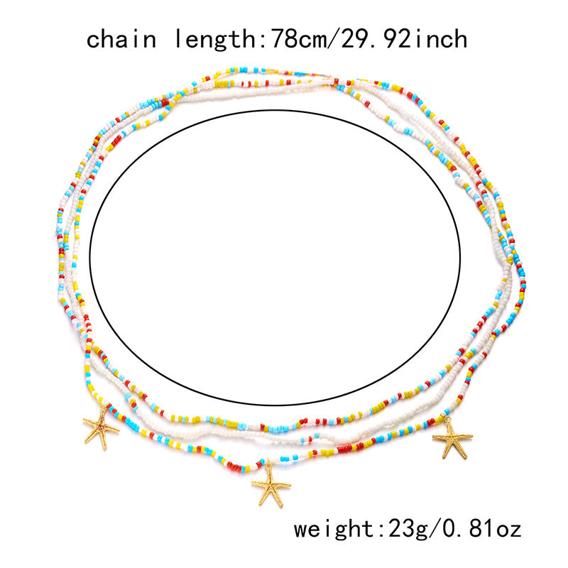 Women's Boho Summer Colorful Beads Layered Waist Chain