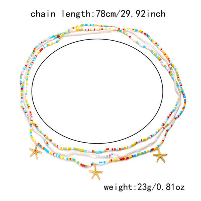 Women's Boho Summer Colorful Beads Layered Waist Chain