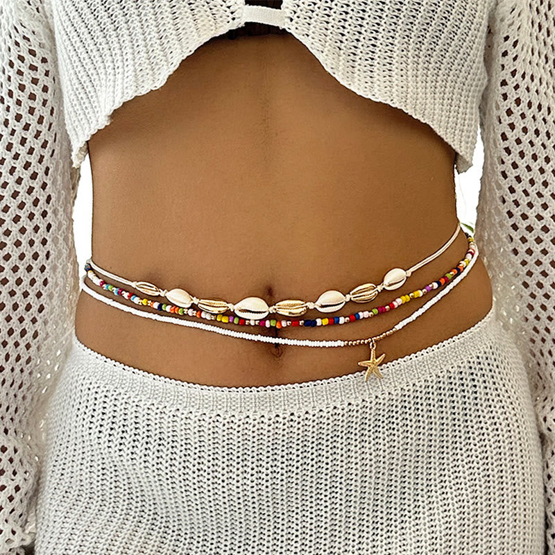Women's Boho Summer Colorful Beads Layered Waist Chain