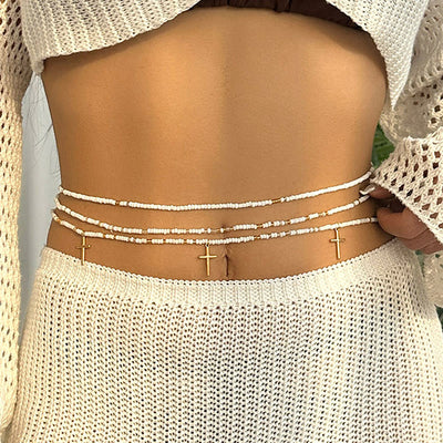 Women's Boho Summer Colorful Beads Layered Waist Chain