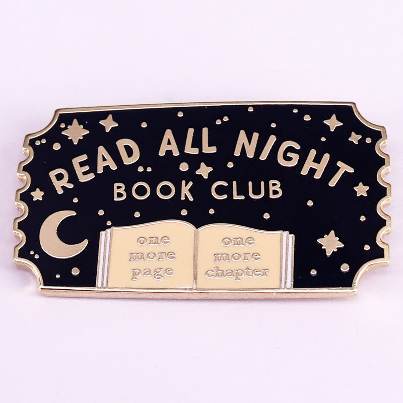 Read All Night Book Club Enamel Pin Brooch
