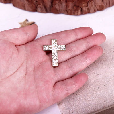 Floral Cross Enamel Pin Brooch