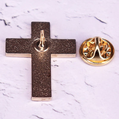 Floral Cross Enamel Pin Brooch