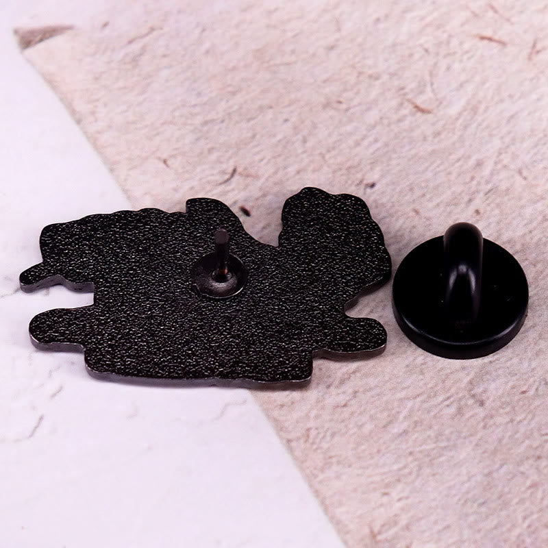 Cat Got Your Tongue Little Mouse Rose Skeleton Enamel Pin Brooch