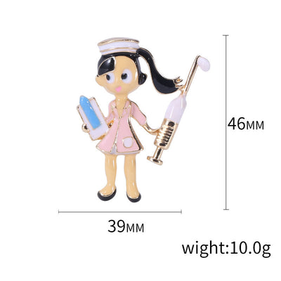 Cartoon Nurse Medical Nurse Gift Enamel Brooch
