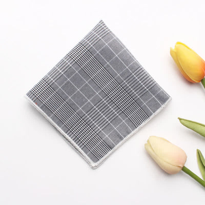Men's Simple Checked Cotton Pocket Square