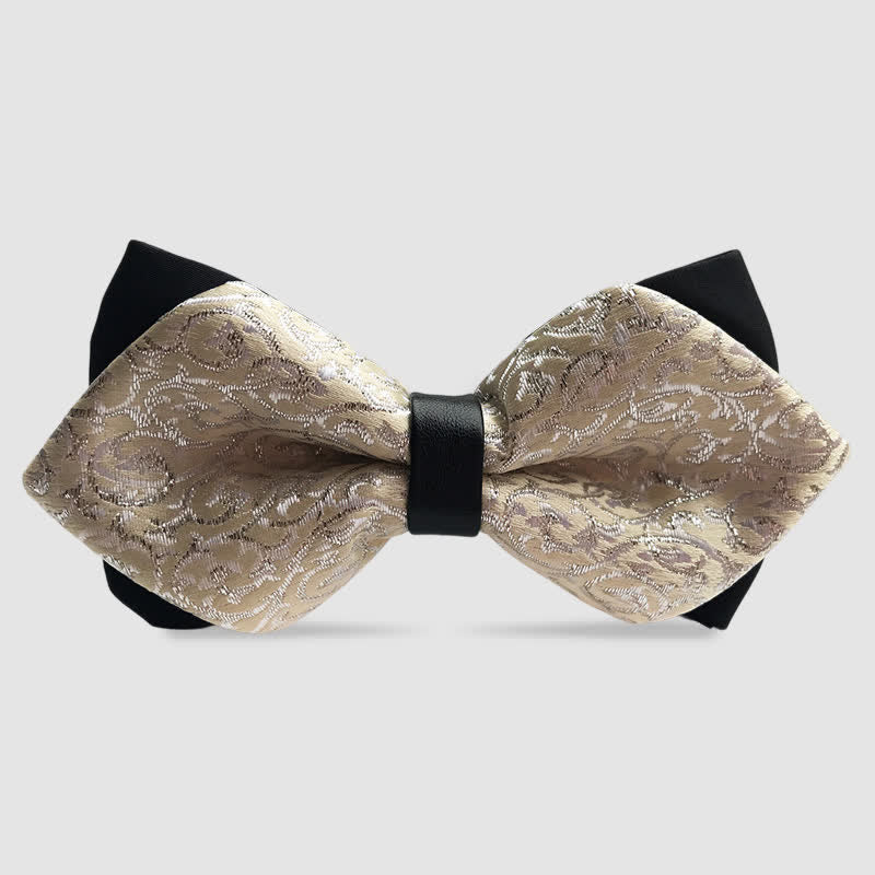 Men's Flower Paisley Double-layer Pointed Bow Tie - Ivory - image 4