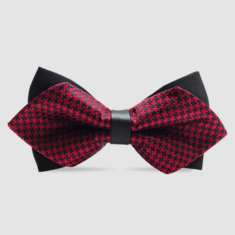 Men's Flower Paisley Double-layer Pointed Bow Tie - Red #3 - image 17