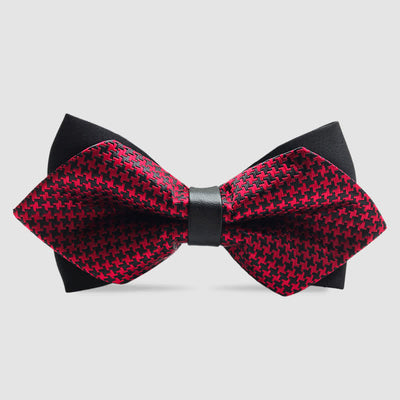 Men's Flower Paisley Double-layer Pointed Bow Tie - Red #3 - image 17