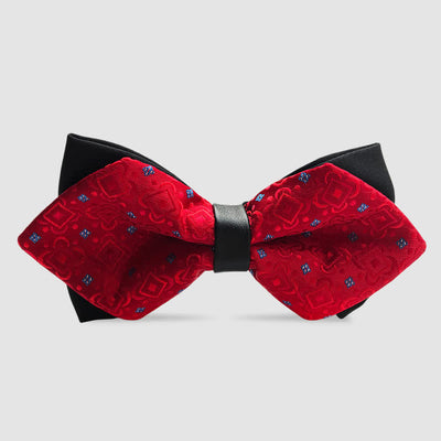 Men's Flower Paisley Double-layer Pointed Bow Tie - Red  #2 - image 14