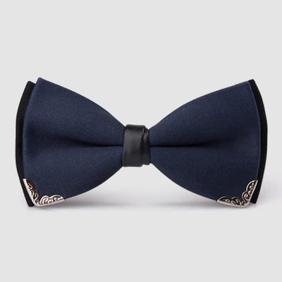 Men's Classy Metal Trim Gold Bow Tie