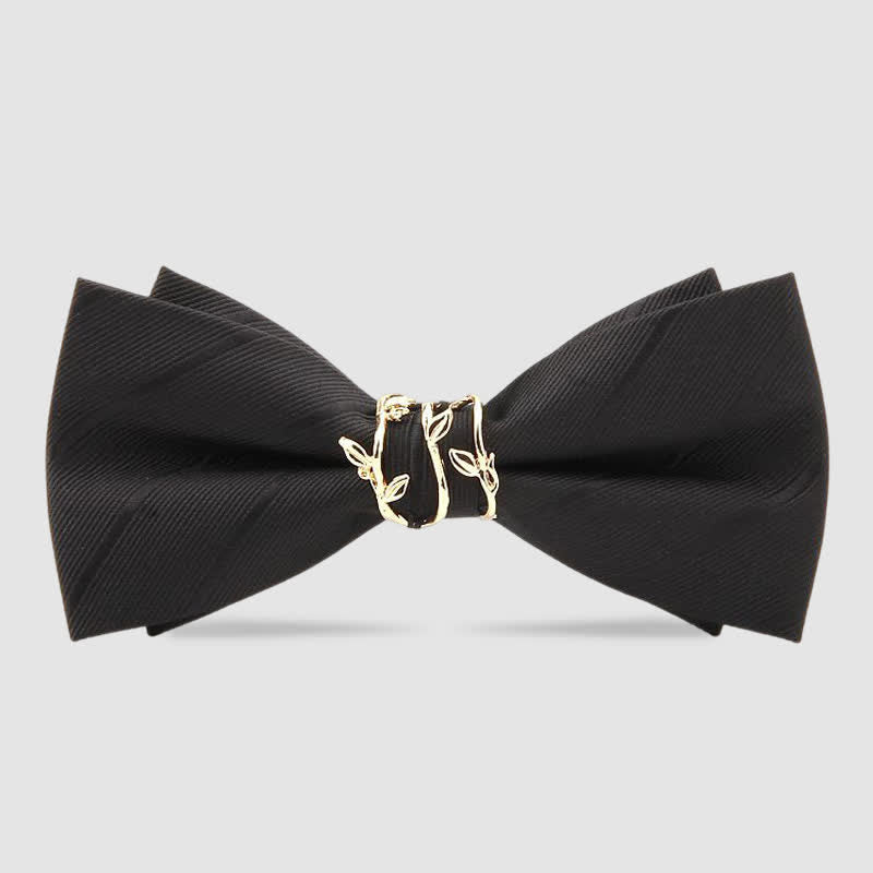 Men's Luxury Golden Vine Leaf Twill Bow Tie
