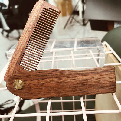 Personalized Carved Name Folding Wood Beard Hair Comb