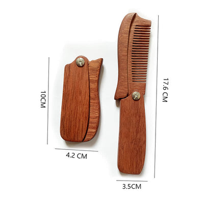 Personalized Carved Name Folding Wood Beard Hair Comb