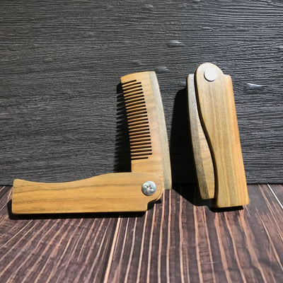 Personalized Carved Name Folding Wood Beard Hair Comb