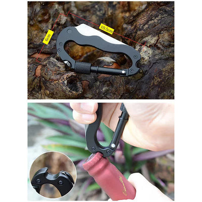 5-In-1 Multitool Folding Knife D Shape Buckle Carabiner Keychain