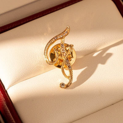Gold Initial Letter 26 Alphabet Rhinestone Brooch