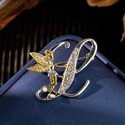 Racing Butterfly Crystal Initial Letter 26 Alphabet Brooch
